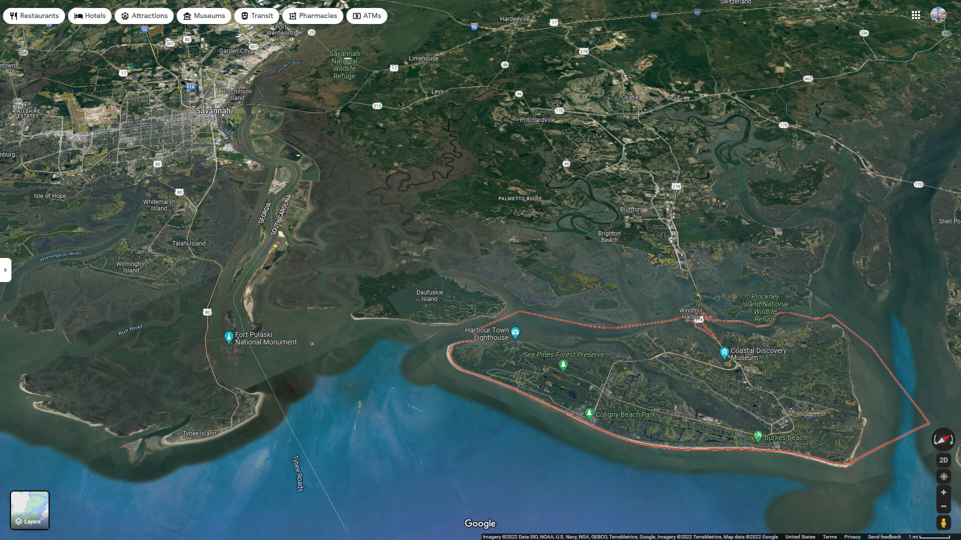 Hilton Head Island Aerial Map South Carolina